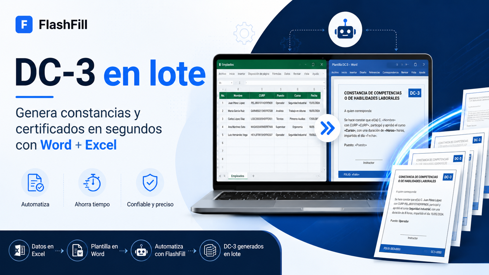 DC-3 en lote con Word y Excel